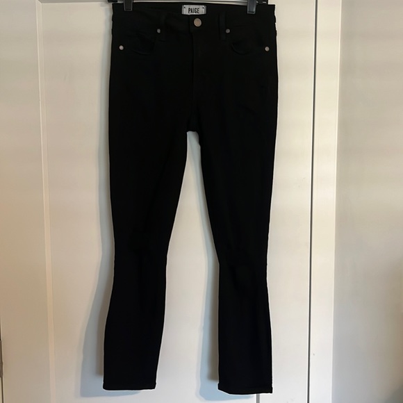 Paige Verdugo Crop Vader Destructed Jeans Black - Picture 1 of 6